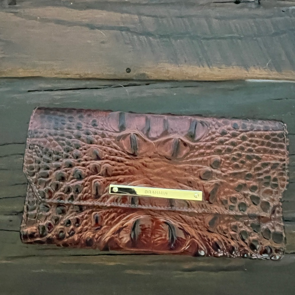 Brahmin Tan Crocodile Embossed Clutch